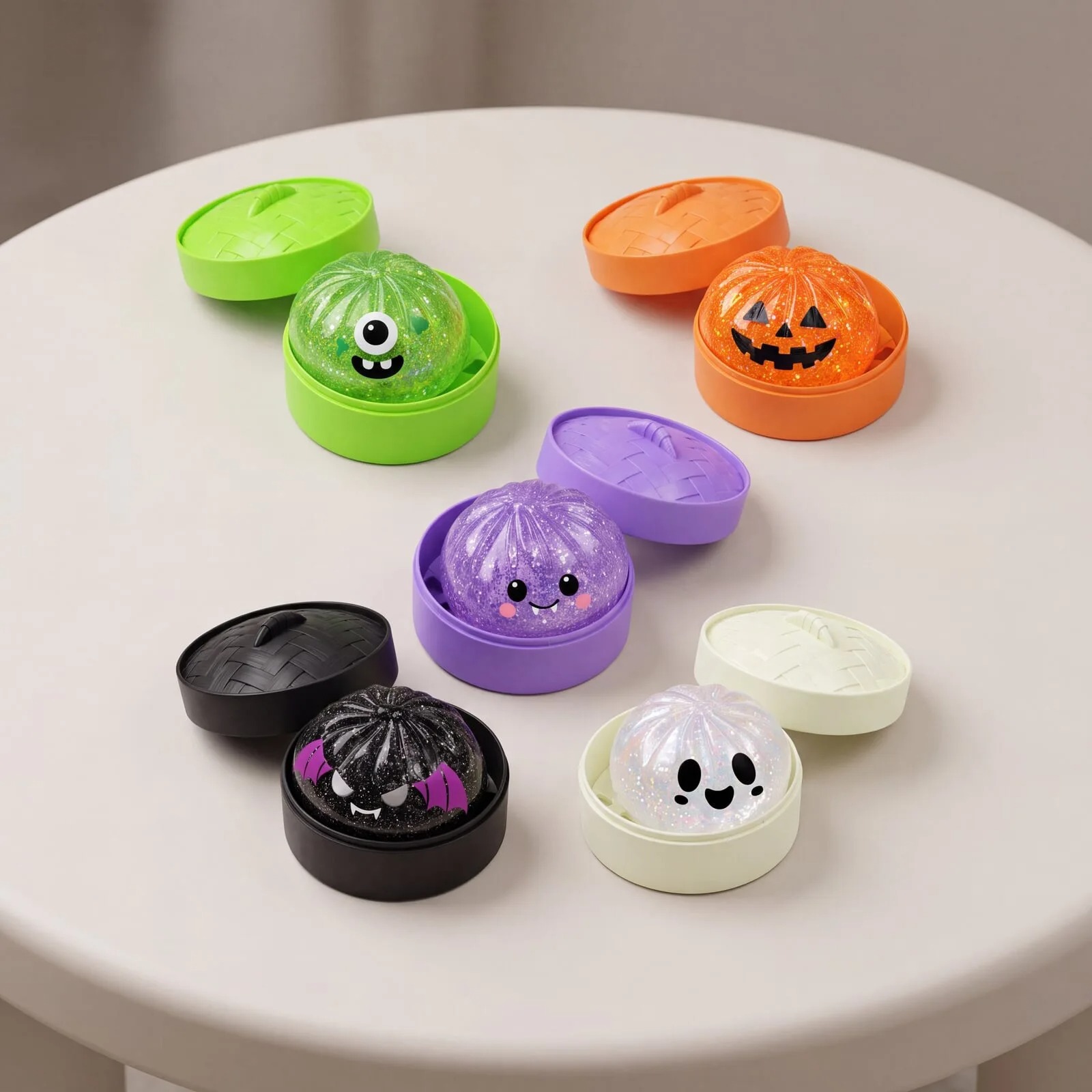 Halloween Themed Glitter Squishy Dumpling Stress Relief Bun 8.5CM Simulated Bun Slow Rebound Squeeze Spooky Ghost Pumpkin Design - Image 2