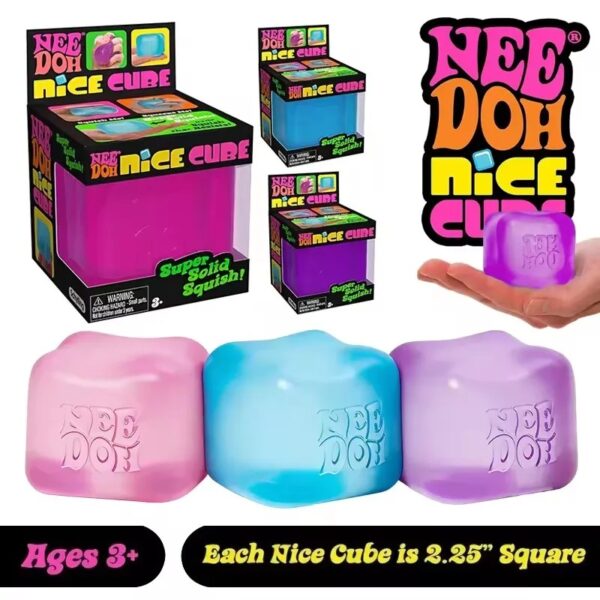 Schylling Needoh Nice Cube Sensory Fidget Stress Relief Squishy Cube Anti-Anxiety Squeeze Object For Relaxation Mindful Play