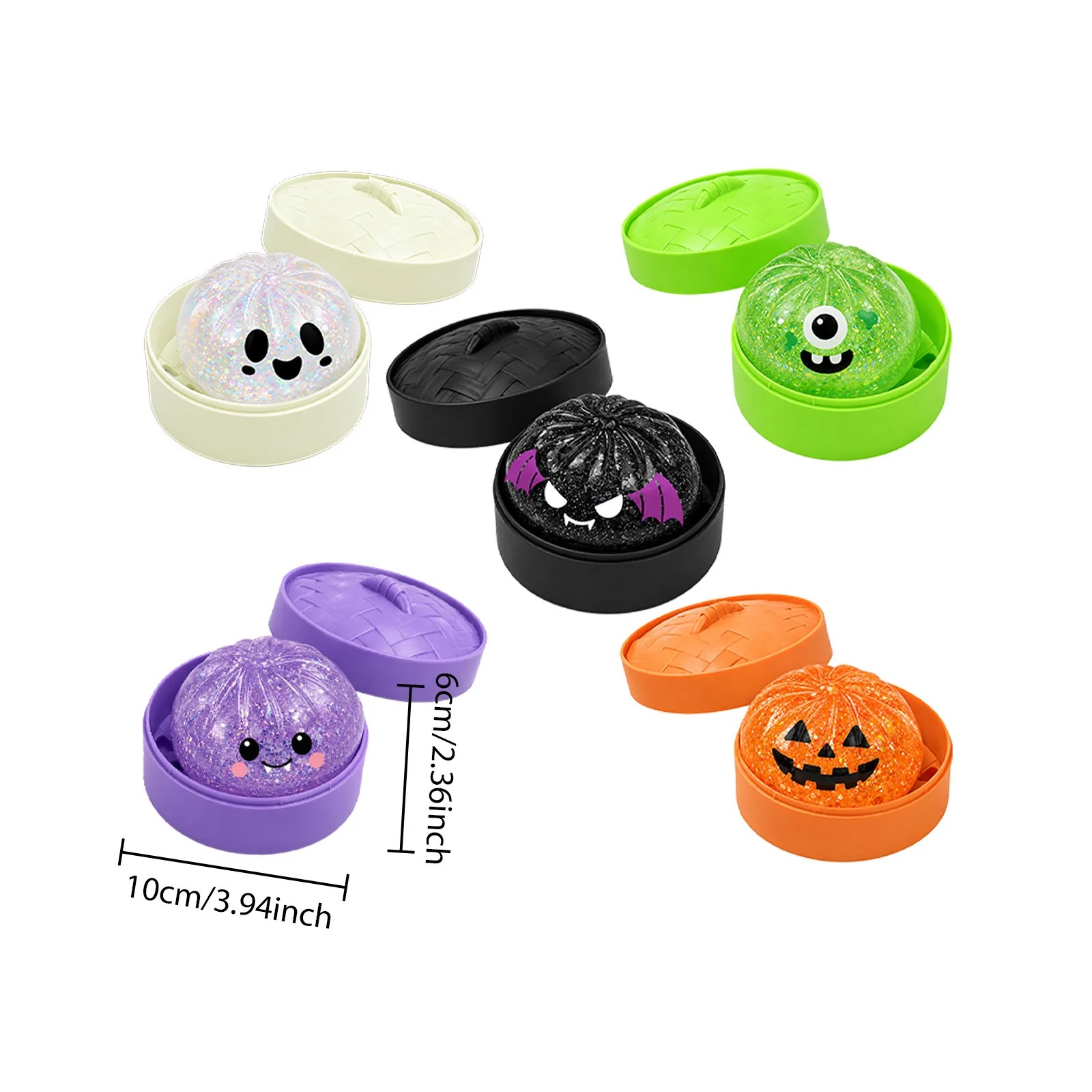 Halloween Themed Glitter Squishy Dumpling Stress Relief Bun 8.5CM Simulated Bun Slow Rebound Squeeze Spooky Ghost Pumpkin Design - Image 7