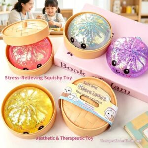 Giant Dumpling Water Squishy Steamed Bun Toy Rebound Glitter Stress Relief Ball Fidget Random Face Coloful Squeeze Pinch Toy