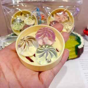 Alternative view of 3Pcs Mini Dumplings with Steamer Bun Squeezable Toys Set Soft Stress Relief Crystal Squishy Fidget Sensory Toy Party Favors Gift