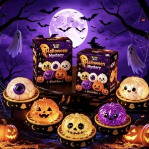 Halloween Mystery Blind Box Squishy Fidget Toy Glitter Squeeze Dumpling Stress Relief Pumpkin Ghost Eyeball Squeeze Toy For Kids